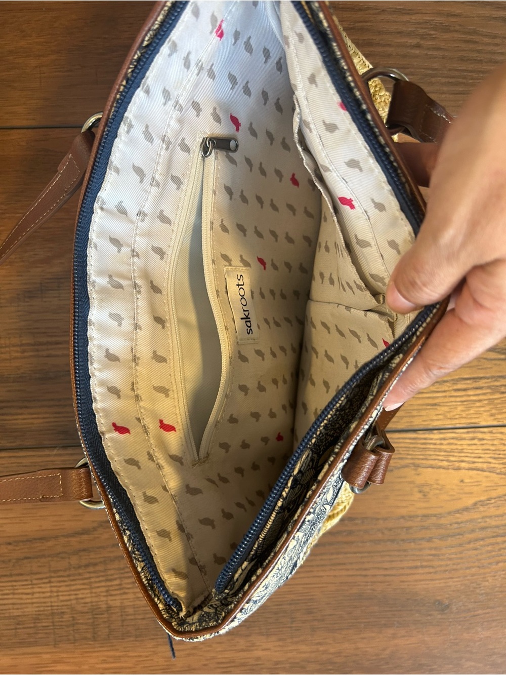 Sakroots Ellis Small Satchel Purse, Woven Straw Tote, Boho Summer Shoulder Purse - Picture 5 of 9